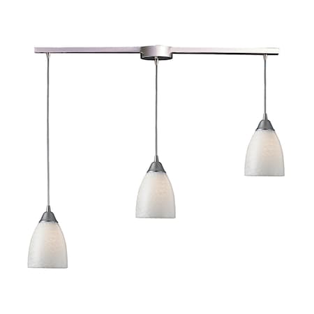 ELK LIGHTING Arco Baleno 3-Lght Linear Pndnt SatNickel w/Wht Swirl Glass 416-3L-WS